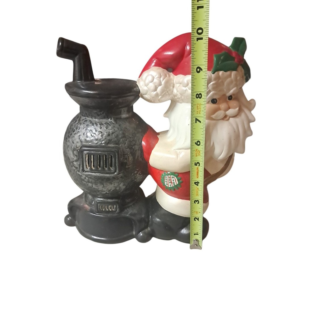 Vtg 1985 Ceramic Santa w Potbelly  Coal Stove Hand Painted Christmas 10.5" Tall - Picture 3 of 13